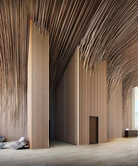 Kengo Kuma Architecture, Residential Tower, Kengo Kuma, Hotel Entrance, Japanese Architect, Florida Hotels, Architectural Section, Motion Graphics Design, Floor To Ceiling Windows