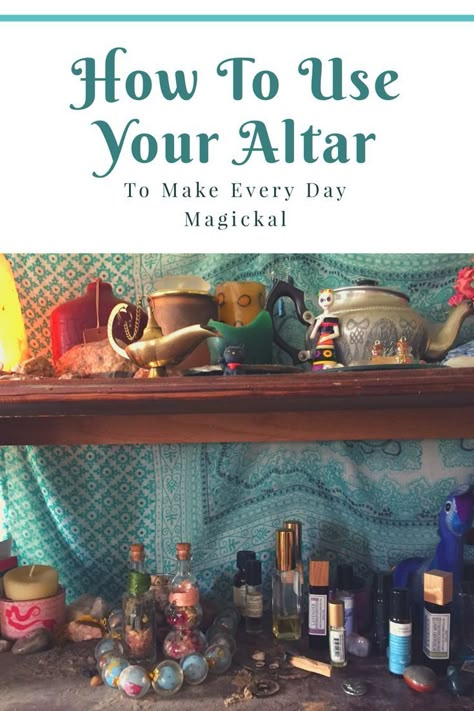 How To Use Your Altar To Make Every Day Magickal #altar #ritual #magick #witch #howto Witch Altar Inspiration Bedroom, Bookshelf Altar, Solstice Calendar, Witch Altar Inspiration, Build An Altar, Dropshipping Ideas, Aphrodite Altar, Spiritual Altar, Witch Altar