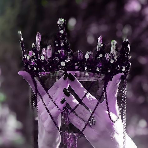 Black and purple crown aesthetic Amethyst Crown Aesthetic, Luxury Aesthetic Purple, Purple Fancy Aesthetic, Dark Purple Royal Aesthetic, Royalty Aesthetic Purple, Purple Witch Hat Aesthetic, Dark Purple Royalty Aesthetic, Black And Purple Wedding Aesthetic, Purple Warrior Aesthetic