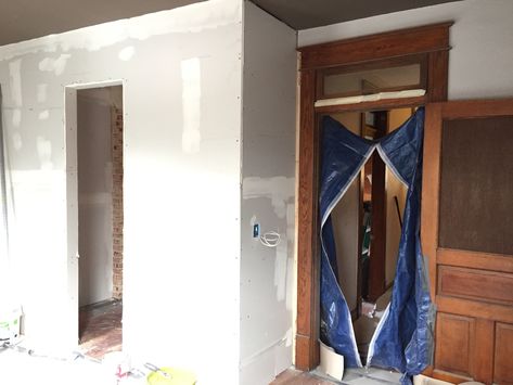 Before & After: A Closet Turned into an Ensuite Bathroom | Beginning in the Middle #beforeandafter #interiordesign #vintage #renovation Closet Into Bathroom, 1200 Sq Ft House, Black White Bathroom, Closet Wall, Black White Bathrooms, White Tile Floor, Closet Renovation, Wall Closet, Happy Monday Everyone