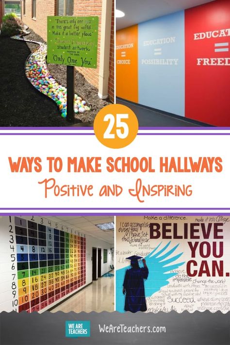 Decorate School Hallways, School Hallway Ideas Learning, Elementary Hallway Ideas, High School Hallway Ideas, Inspirational Bulletin Boards For High School, Back To School Hallway Display, School Environment Ideas, High School Decorations Hallways, Preschool Hallway Ideas