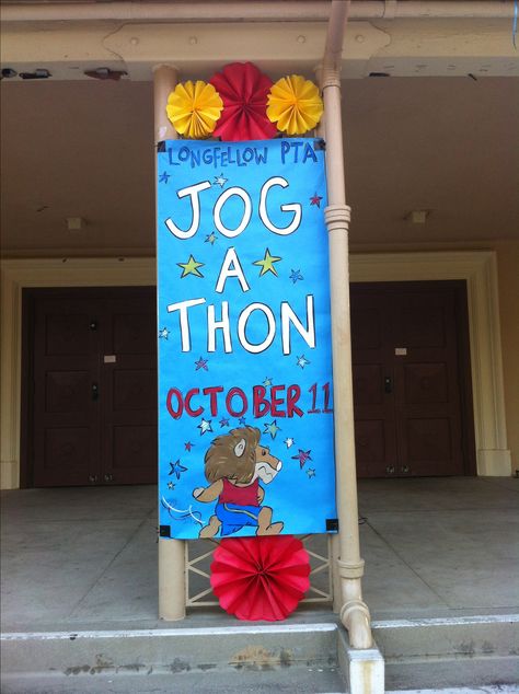 PTA Jog-A-Thon banner Jog A Thon, Pta Events, Class Mom, Pta Fundraising, School Volunteer, School Pto, Pta School, Pe Ideas, Fundraising Tips