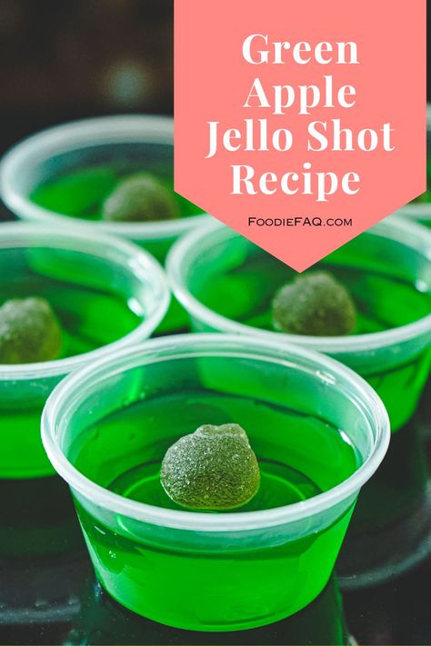 Are you looking for a fun and colorful party cocktail that will impress your guests? Look no further than our Green Apple Jello Shot Recipe! Green Apple Vodka Jello Shots, Golf Jello Shots Recipe, Sonic Green Apple Jello Shots, Pickle Jello Shots Recipe, Green Jello Shots Recipe, Green Apple Jello Shots Recipes, Football Jello Shots, Green Apple Jello Shots, Green Jello Shots