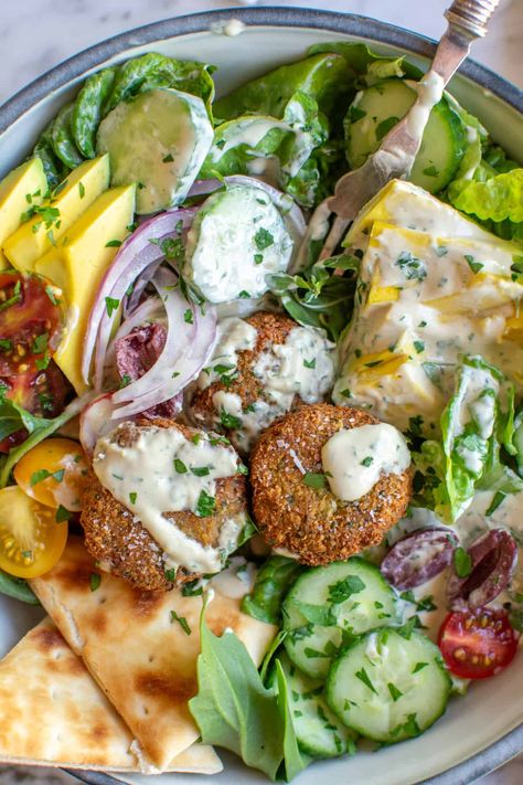 The Best Marinara Sauce, Falafel Bowl, Tahini Salad, Best Marinara Sauce, Tomato Basil Salad, Falafel Salad, Lemon Tahini Dressing, Fresh Tomato Sauce, Pork Meatballs