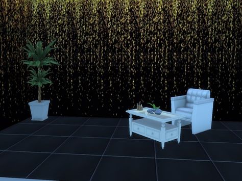 Decor Sims 4 Cc, Glitter Curtains, Prom Decor, Golden Glitter, Black Wall, Sims 4 Cc, Black Walls, The Sims Resource, Sims Resource