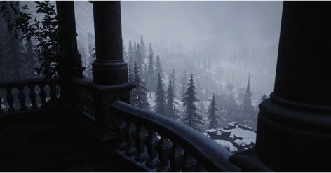 Castle Balcony Aesthetic, Castle Balcony, Castle Dimitrescu, Angel Y Diablo, Resident Evil Village, Dark Castle, Gothic Castle, Castle Aesthetic, Snow Forest