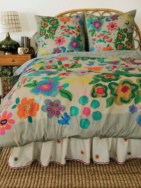 Find boho bedding & décor from Natural Life’s For The Bedroom Collection! Elevate your bed set up with our reversible quilts, soft bed sheets, cozy blankets, and shams! Add bedroom décor like stained glass suncatchers, trinket dishes and boho curtains. Our unique boho prints and designs create a comfy, colorful bedroom! Tufted Embroidery, Duvet Covers Floral, Embroidered Duvet Cover, Green Duvet, Tufted Bed, Casa Vintage, Dorm Bedroom, Boho Bedding, Bed Skirt