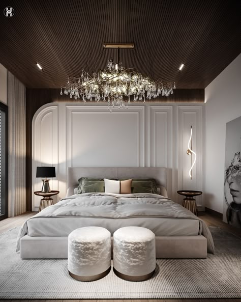 W H I T E on Behance Neo Classical Bedroom, Classical Bedroom, Neoclassical Interior, Bedroom Interior Design Luxury, Modern Bedroom Interior, Classic Interior Design, Luxury Bedroom Master, Bedroom Decor Design, Classic Bedroom