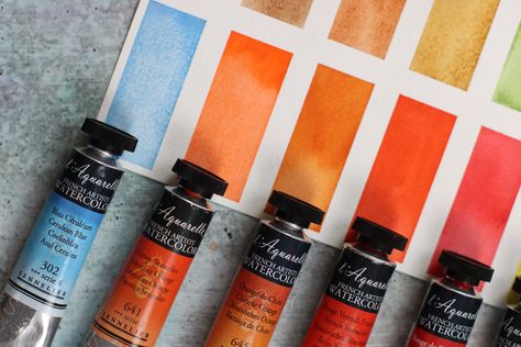 Sennelier Watercolors Sennelier Watercolor, Cerulean Blue, Gum Arabic, French Artists, Blue Orange, Watercolor Painting, Binding, Gum, Watercolor Paintings