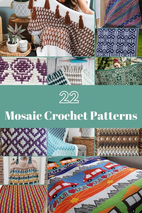 Mosaic Crochet Leaf Pattern, Crochet Mosaic Pattern Free, Mosaic Crochet Patterns, Free Mosaic Patterns, Crochet Travel, Crochet Mosaic, Crochet Pillow Patterns Free, Easy Yarn Crafts, Crochet Leaf Patterns