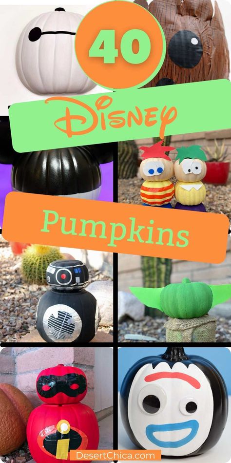 Disney Painted Pumpkins, Disney Pumpkin Ideas, Nemo Pumpkin, Disney Pumpkins, Disney Pumpkin Painting, Painted Pumpkin Ideas, Fall Crafts Decorations, Carve Pumpkins, Character Pumpkins