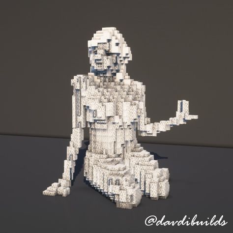 If you want to download this build, its on my Patreon as a tier 1 build. Its gonna be included in my next World Tier update. Minecraft Woman Statue, Minecraft Goddess Statue, Minecraft Sculptures, Minecraft Idea, Minecraft Statues, Sleeping Women, Minecraft Medieval, Minecraft Room, Minecraft Plans