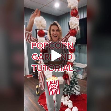 Giant Popcorn And Cranberry Garland, Diy Giant Popcorn Garland, Large Popcorn Garland Diy, Diy Popcorn Garland Spray Foam, Foam Popcorn Garland, Popcorn Garland With Spray Foam, Spray Foam Popcorn Garland, Big Popcorn Garland, Diy Popcorn Garland