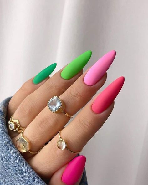 Colorful Short Square Nails, Summer Nails 2023, Vibrant Nails, Crazy Nails, Nails 2023, Trendy Nail Design, Rainbow Nails, Chic Nails, Fancy Nails