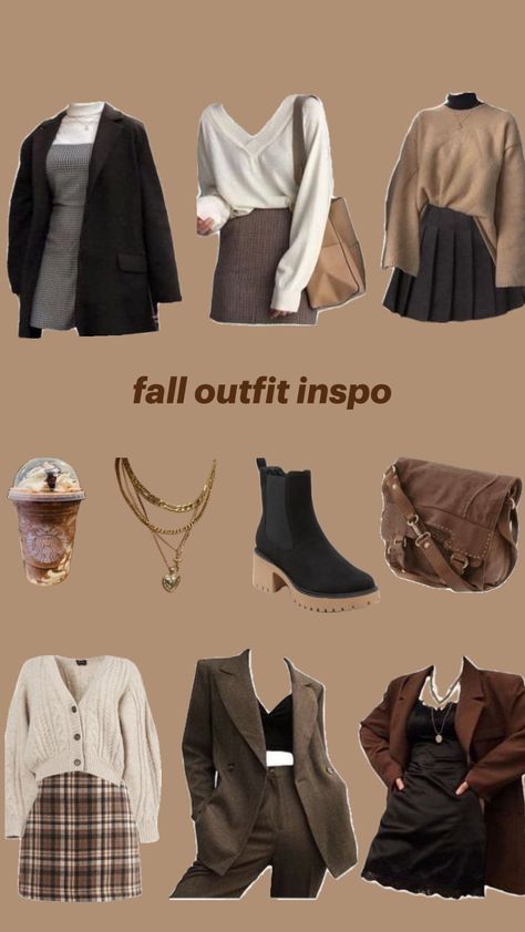 Fall outfit inspo #fallcore #fallgirlaesthetic #fallfit #autumncore #outfitinspo #brownaesthetic #fallfits #collegefits #coffeeshopoutfit #brownfit #collegeoutfits College Fits, Brown Fits, Fall Fit, Interview Outfit, Fall Fits, Brown Aesthetic, Outfit Inspo Fall, Winter Outfits Women, Girl Falling