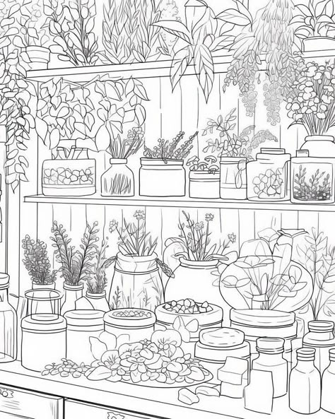 Garden Coloring Pages For Adults, Draw Garden, Creative Haven Coloring Books, Garden Coloring, Garden Coloring Pages, Drawing Beautiful, Manga Coloring Book, A Coloring Page, Color Drawing Art