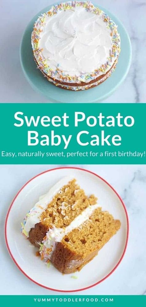 Sweet Potato Cake with Cream Cheese Frosting (A Yummy Baby Cake!) Kids Desserts, Healthy Smash Cake, Smash Cake Recipes, Sweet Potato Cake, Baby Cake Smash, Seasonal Desserts, Yummy Sweet Potatoes, Sweet Potato And Apple, Baby Led Weaning Recipes