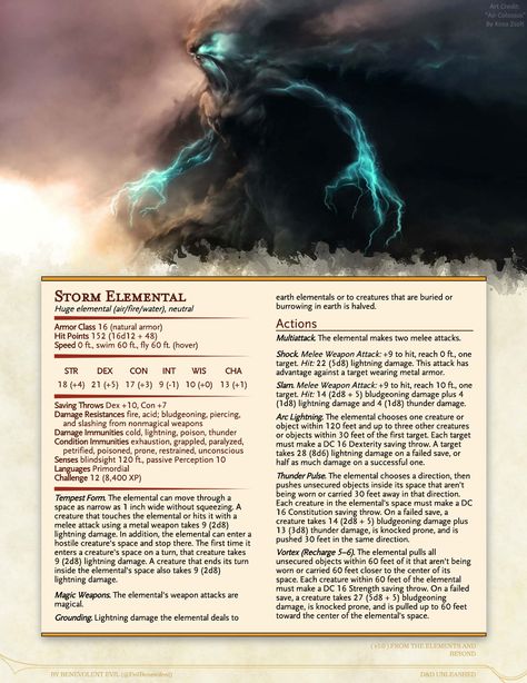 Dnd 5e Homebrew Trident, D&d Elemental, D&d Monsters, Dnd Elemental, Storm Elemental, Homebrew Monsters, Dnd Monster, Monster Manual, Dnd Stats