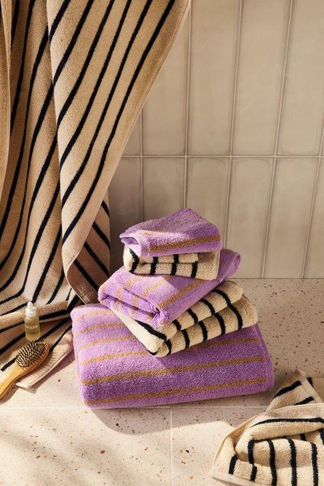 Line up for our latest Bath Collection featuring Fresh Lavender Stripe and Deep Navy Stripe Dream Spa, Dreams Spa, Chemical Safety, Striped Bath Towels, Bathroom Upgrade, Towel Weaving, Fresh Lavender, Striped Towels, Towel Collection