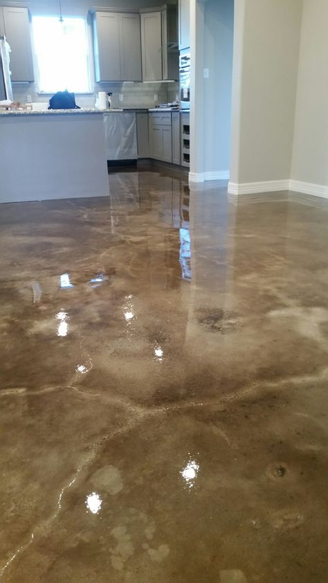 Marble Concrete Floor, Epoxy Kitchen Floor, Tan Epoxy Floor, Bronze Epoxy Floor, Beige Stained Concrete Floors, Light Brown Epoxy Floor, Bathroom Stone Wall, Light Brown Stained Concrete Floors, Rec Room Basement