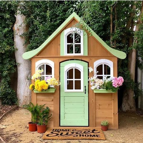 Costco Playhouse, Twin House, Diy Playhouse, Build A Playhouse, Cubby House, Playhouse Outdoor, California Summer, Kids Playhouse, Charming Garden