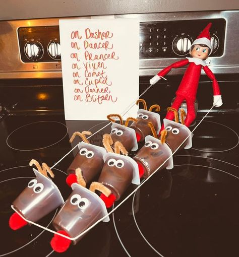 Elf On The Shelf Pet Ideas, Elf On Shelf Printables, Elf Classroom, Elf Idea, Pudding Cup, Elf Ideas Easy, Elf On Shelf, Elf Funny, Awesome Elf On The Shelf Ideas