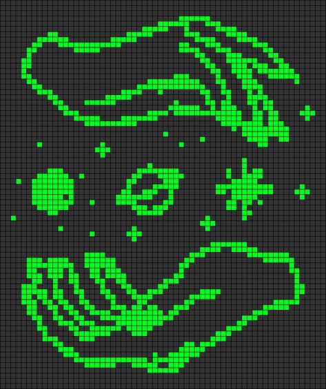 Alien Alpha Pattern, Trippy Alpha Pattern, Trippy Pixel Art Grid, Alpha Grids Crochet, Trippy Pixel Art, Trippy Perler Bead Patterns, Silly Crochet, Graphghan Patterns, Pixelated Art