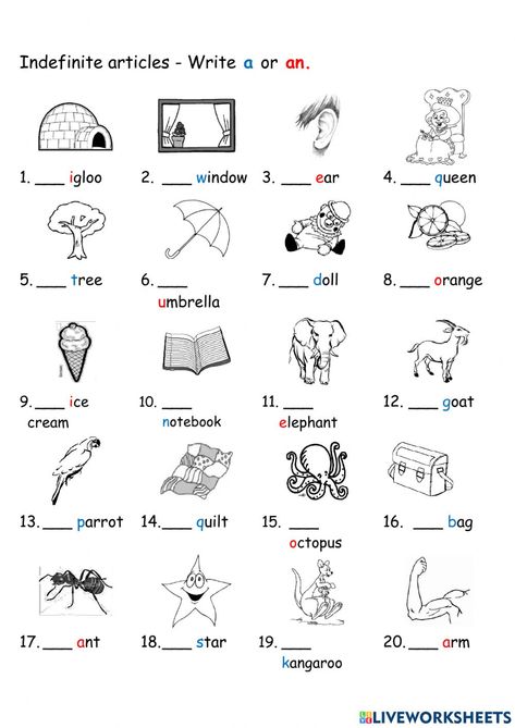 English Worksheets For Beginners, Articles Worksheet For Grade 1, English For Bignners, Article Worksheet For Grade 1, Articals Worksheet Grade 1, English Exercises For Beginners, Worksheet For Ukg English, Indefinite Articles, A And An Worksheets Kids