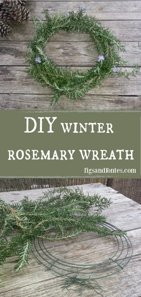 Rosemary Wreath Diy, Diy Wreaths For Front Door, Rosemary Wreath, Wreaths For Front Door Spring, Herb Wreath, Winter Wreath Diy, Front Door Spring, Easy Diy Wreaths, Christmas Wreaths Diy Easy