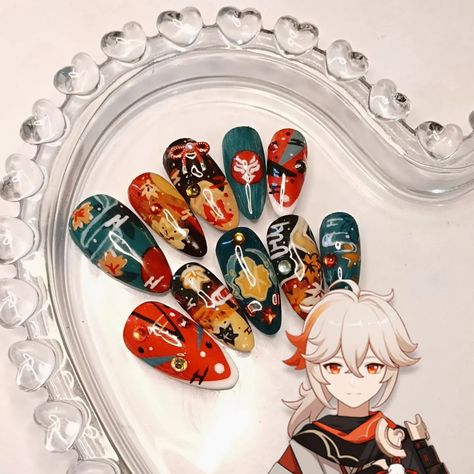 ⋆ yora nails ⋆ (@yoranail) • Instagram photos and videos Genshin Impact Nails, Genshin Nails, Perfect Eyeliner, Anime Nails, Dress Design Sketches, Polymer Clay Dolls, Kawaii Nails, Clay Dolls, Art Tutorials Drawing