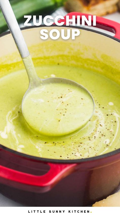 This simple recipe for zucchini soup is a creamy, rich and flavorful way to use extra zucchini, and everyone will love it. Extra Zucchini, Creamy Zucchini Soup, Recipe For Zucchini, Zucchini Soup Recipes, Creamy Zucchini, Little Sunny Kitchen, Sunny Kitchen, Zucchini Soup, Celery Soup