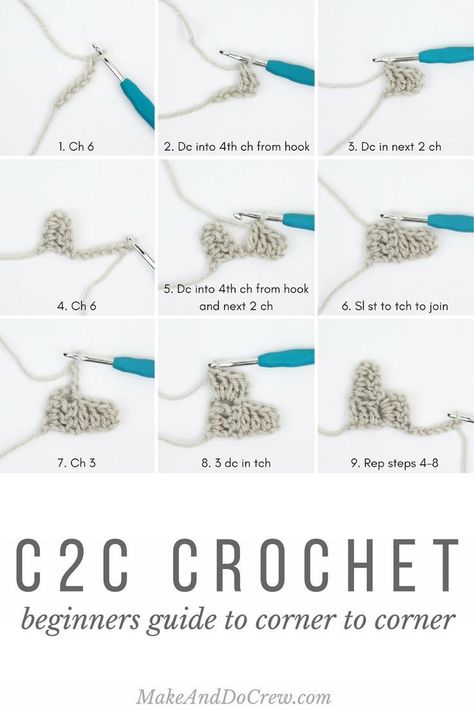 Learn how to corner to corner crochet (c2c) in this beginner tutorial. With c2c crochet you can crochet pictures and words from charts. So fun! What Is C2c Crochet, How To Crochet Corner To Corner, C2c Crochet Tutorial, Scrap Afghan, Crocheting Blanket, Crochet Help, Projek Mengait, Crochet Pictures, Corner To Corner Crochet Pattern