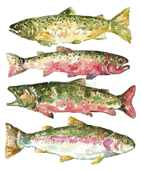 Original illustration painting by Maryna Salagub (Canada). This one-of-a-kind watercolor on paper painting measures 9W x 12 H inches, and is framed. The fish painting ships in a box directly from the artist's studio and is covered by the 14-day satisfaction guarantee from Saatchi Art, so you can buy with confidence. Fish Watercolor Painting, Kunstjournal Inspiration, Fish Watercolor, Brook Trout, Watercolor Fish, Art Watercolor Painting, Arte Inspo, Fish Painting, Colorful Fish