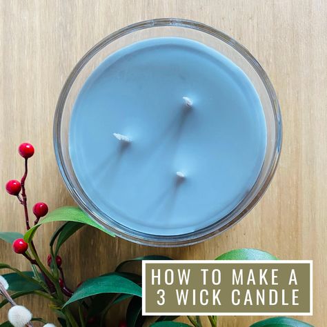 How To Make Wicks For Candles, Homemade Wick For Candles, How Many Wicks Per Candle, How To Put A Wick In A Candle Mold, Wood Wick Candles Makesy, Candle Making Tutorial, Three Wick Candle, 3 Wick Candle, Homemade Scented Candles