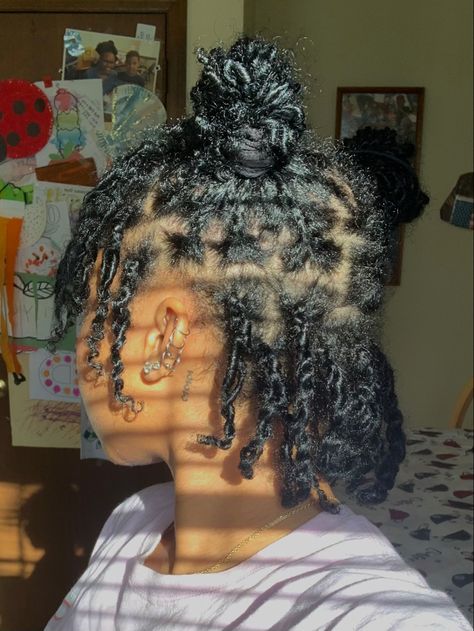 Starter Locs Curly Hair, Easy Starter Locs Styles, Ways To Style Short Starter Locs, Different Types Of Starter Locs Black Women, Starter Locs Mixed Hair, Cute Styles For Starter Locs, Simple Starter Loc Styles, Styling Short Starter Locs, Starter Short Locs