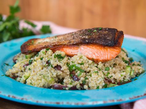 Salmon Meal Prep - FlavCity with Bobby Parrish Skin On Salmon Recipes, Salmon Recipes Pan, Salmon Crispy Skin, Crispy Salmon Recipe, Crispy Skin Salmon, Salmon Crispy, Bobby Parrish, Parmesan Crusted Salmon, Salmon Meal Prep