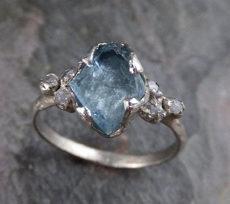 Lavender Bouquet, Raw Gemstone Ring, Aquamarine Engagement Ring, Wedding White, Dream Engagement Rings, Morganite Engagement Ring, Wax Casting, Aquamarine Stone, Diamond Gold