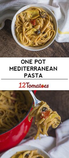 One Pot Mediterranean Pasta?utm_source=12tomatoes One Pot Mediterranean, 12 Tomatoes Recipes, Mediterranean Pasta, One Pot Dinners, 12 Tomatoes, Extra Work, Fire Roasted Tomatoes, One Pot Pasta, Mediterranean Diet Recipes