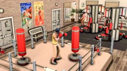 Sims 4 Gym Interior, Sims 4 Gym Layout, Sims Gym Ideas, Sims 4 Gym Ideas, Sims 4 Gym Build, Sims Gym, Sims 4 Gym, Sims School, Gym Room Ideas