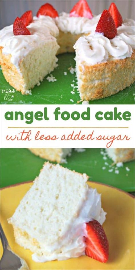 Angel Food Cake with Less Added Sugar Sugar Free Angel Food Cake Recipe, Angel Food Cake Desserts, Decadent Chocolate Desserts, Cupcakes Recipes, Mouthwatering Recipes, Food Group, Sugar Free Desserts, Angel Food Cake, Desserts Recipes