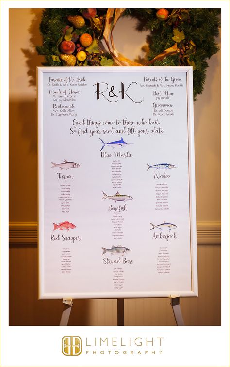 Fishing Seating Chart Wedding, Fish Theme Wedding Ideas, Fisherman Wedding Ideas, Fish Wedding Theme, Fish Themed Wedding, Fishing Wedding Ideas, Beach Seating Chart, Fishing Themed Wedding, Fish Wedding