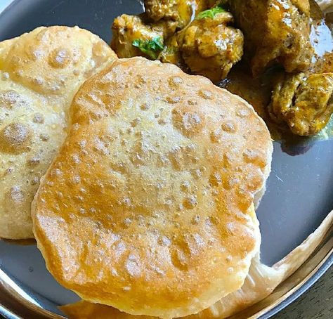 Foodie World 🍽️ on Instagram: “💥Poori with Chicken Masala 💥 😍🤤 . . #poori…” Chicken Masala, Desi Food, Desi, Bread, Chicken, On Instagram, Instagram