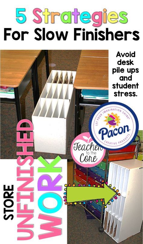 Unfinished Work Classroom Organization Ideas, Unfinished Work Organization, Fabric Around Teacher Desk, I Finished My Work Now What, Unfinished Work Classroom, Organized Teacher, Teaching Classroom Management, Classroom Hacks, Classroom Tables