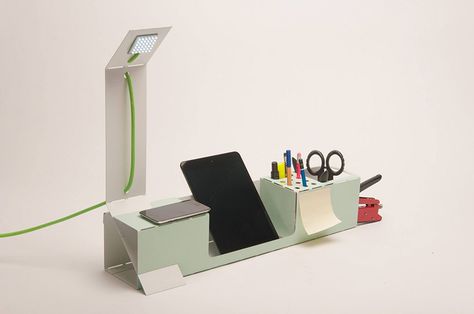 .ORG: a folded, durable, lightweight, laser cut desk organizer Metal Sheet Design, Module Design, Desk Organization Diy, Foldable Desk, Laser Cut Steel, Wooden Organizer, Simple Desk, Desk Tidy, Metal Desks