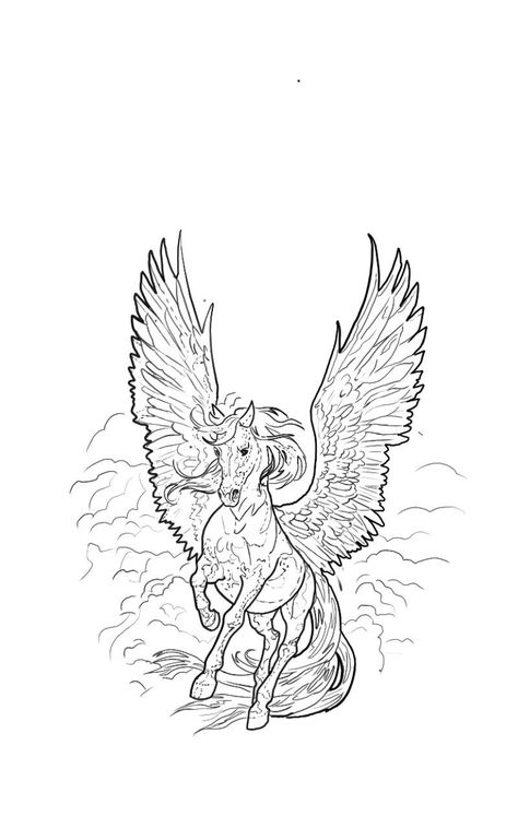 Pegasus Tattoo Stencil, Pegasus Tattoo Design, Pegasus Tattoos, Pegasus Drawing, Pegasus Tattoo, Revelation Tattoo, Roman Tattoo, Gladiator Tattoo, Atlas Tattoo