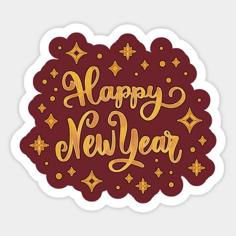 Happy New Year Stars - Happy New Year - Sticker | TeePublic Happy New Year 2024 Stickers, New Years Eve Pictures, Happy New Year Stickers, New Year Cartoon, Snowflake Clipart, New Year Clipart, New Year's Cake, Happy New Year Cards, Happy New Year Greetings