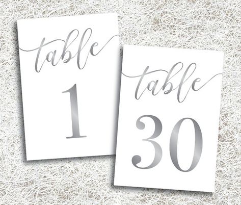 Silver Table Numbers Wedding, Purple Reception, Navy Table, Diy Table Numbers, Wedding Table Numbers Template, Wedding Table Numbers Printable, Printable Table Numbers, Number Templates, Silver Table