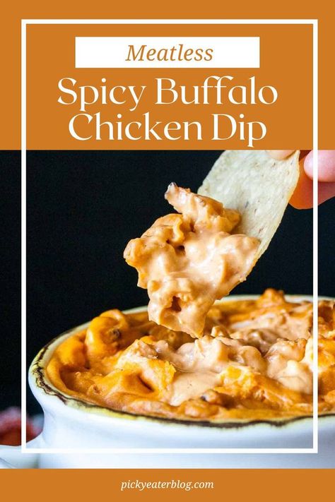 This Meatless Spicy Buffalo Chicken Dip delivers all the bold flavors of the classic without the meat! Made with a creamy no-cheese sauce, hot sauce, and a tasty plant-based chicken substitute, it’s the perfect game day appetizer or party dip. Serve it warm with tortilla chips or veggies for a spicy, satisfying snack everyone will love! Vegan Buffalo Chicken Dip, Vegan Buffalo Chicken, Spicy Buffalo Chicken Dip, Healthy Vegetarian Snacks, Vegan Appetizer, Spicy Buffalo Chicken, Vegetarian Instant Pot, Party Dip, Healthy Baby Food