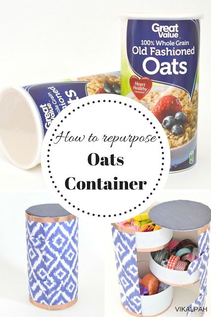 Vikalpah: How to repurpose oats container Cereal Box Crafts, Oatmeal Container Crafts, Cereal Boxes Diy, Oatmeal Canister, Oats Cereal, Cereal Box Craft, Diy Oatmeal, Oatmeal Container, Diy Recycled Projects