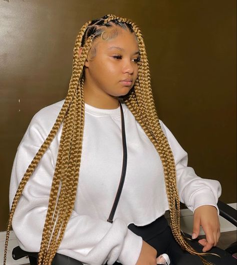 Chain Twist Braids, Box Braids On Short Hair, Braids On Short Hair, Fav Hairstyles, Hair Glam, Honey Blond, Big Box Braids, Big Box Braids Hairstyles, Twist Braid